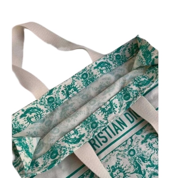 CHRISTIAN DIOR Canvas Dioriviera Toile de Jouy Soleil Tote - Aquamarina - Picture 9 of 9